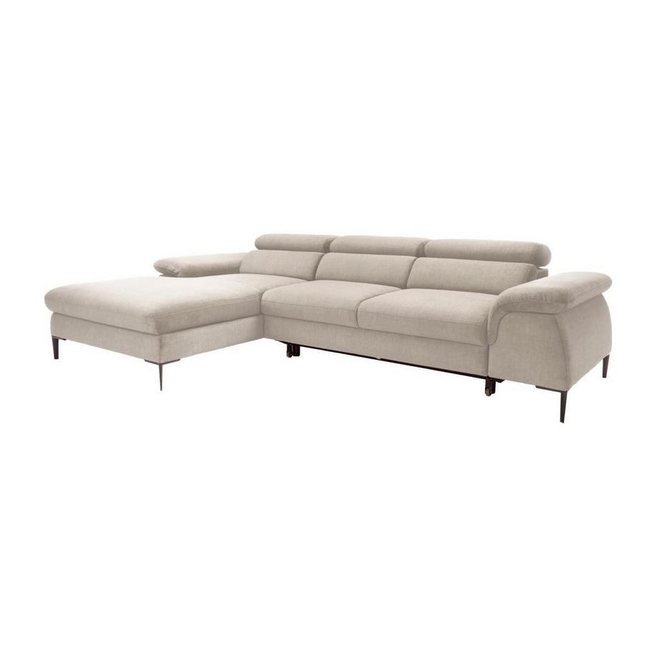 Ecksofa mit Schlaffunktion - Ecke links - Samt - Beige - SEPINA von Pascal Morabito