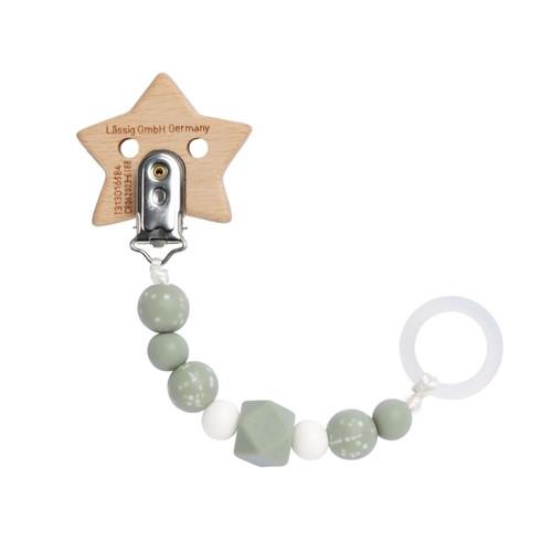 LÄSSIG  Personalisierte Schnullerkette Little Universe Star olive 