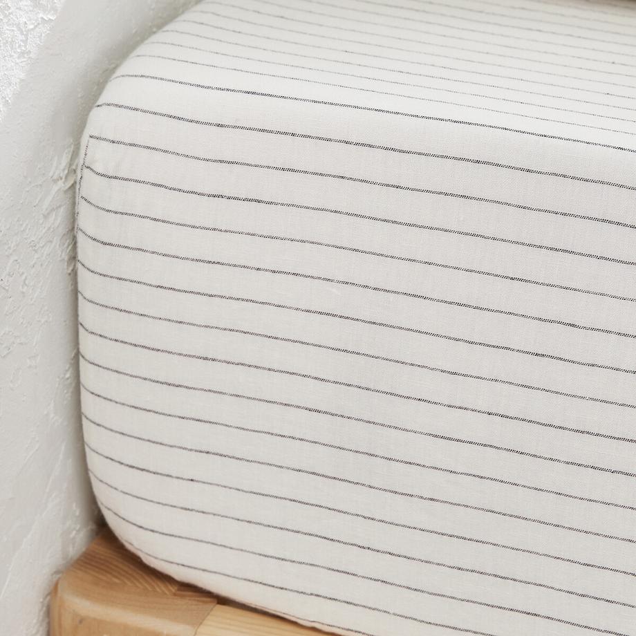 La Redoute Intérieurs Linot Gestreiftes Fixleintuch aus vorgewaschenem Leinen  