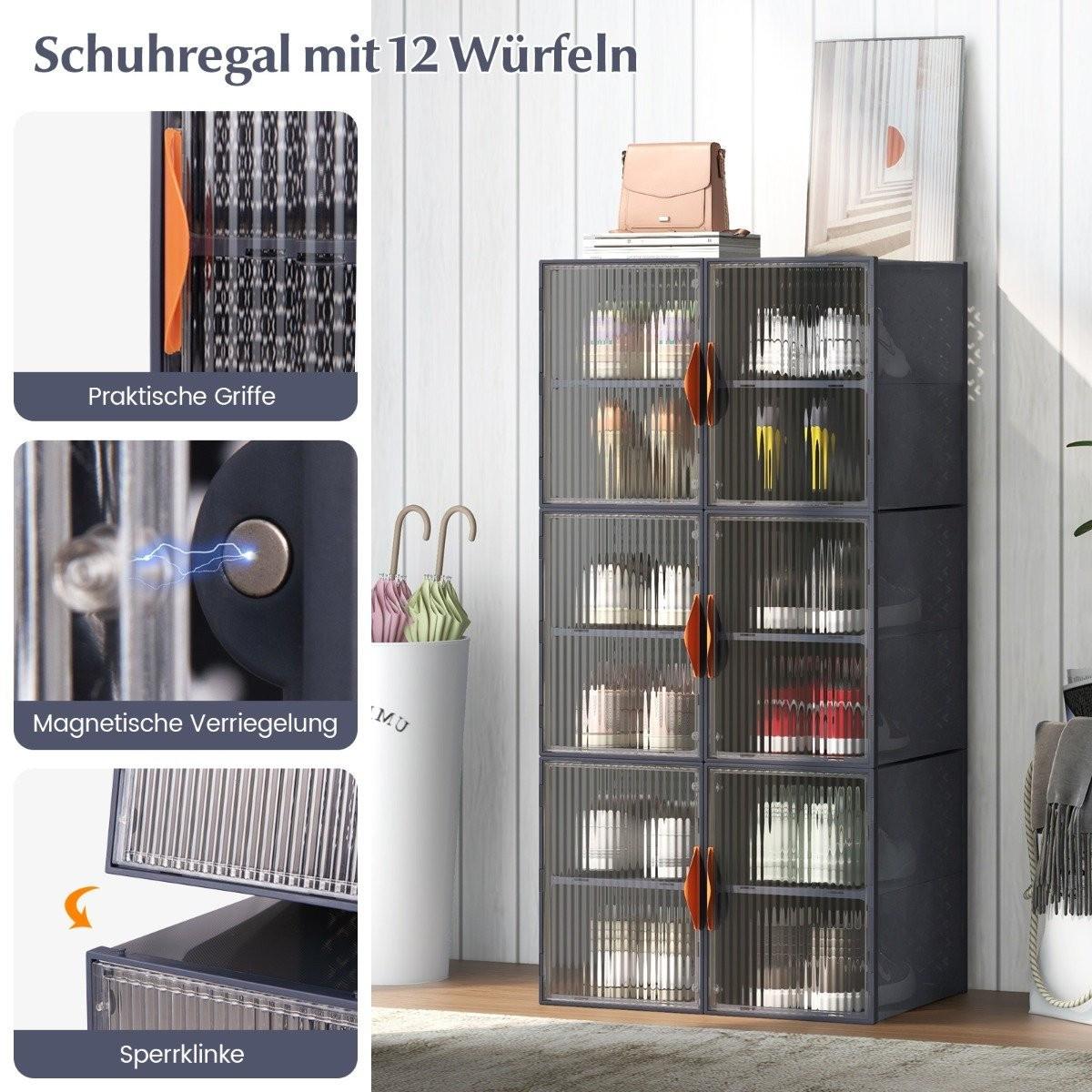 Northix 12 Aufbewahrungsbehälter aus Kunststoff mit Deckel Stapelbare & Durchsichtige PP Lagerkästen  