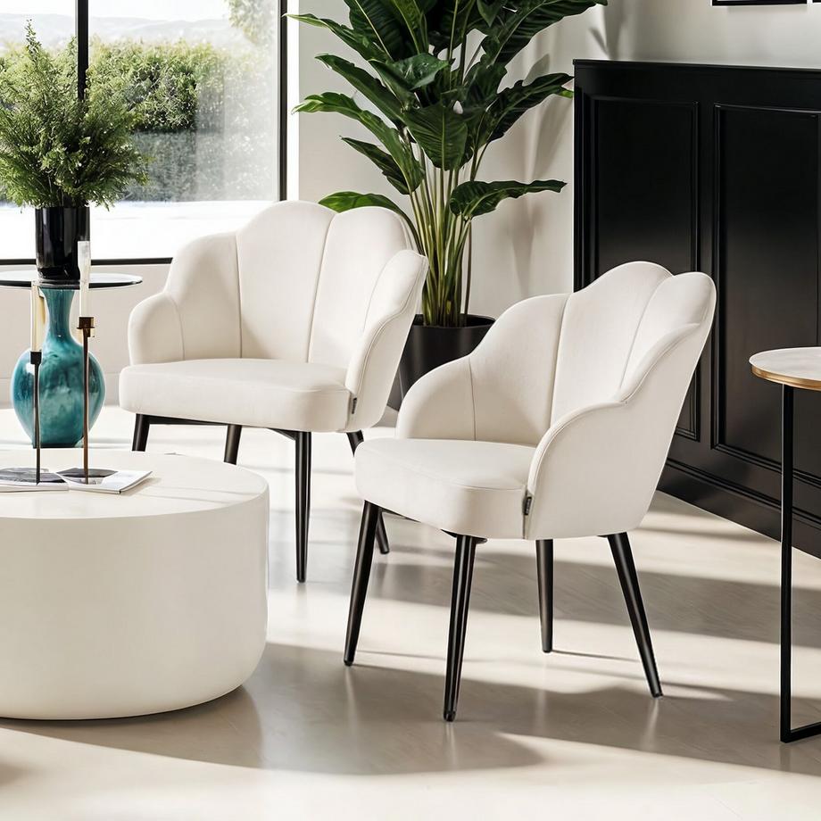 Tectake Poltrona da cocktail Hellen imbottita, con rivestimento in velluto  