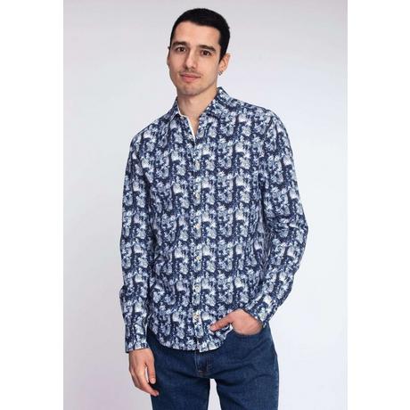 Colours & Sons  Chemise Shirt Blue Pineapples Print 