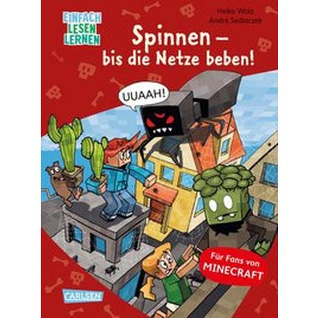 Lesenlernen mit Spaß - Minecraft 8: Spinnen - bis die Netze beben! Wolz, Heiko; Sedlaczek, André (Illustrationen) Gebundene Ausgabe 