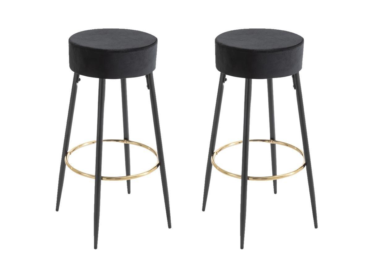Image of Barhocker 2er-Set - Samt & Stahl - Schwarz und Goldfarben - BELINIO II Barhocker 2er-Set - Samt & Stahl - Schwarz und Goldfarben - BELINIO II