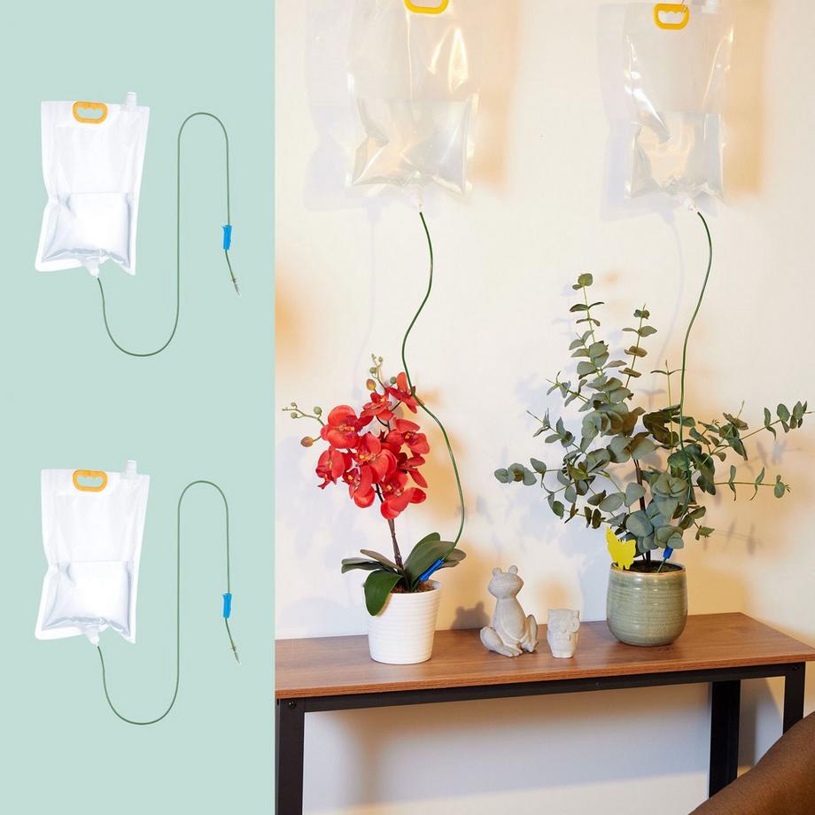 4 sacchetti per irrigazione a goccia e adesivi gialli