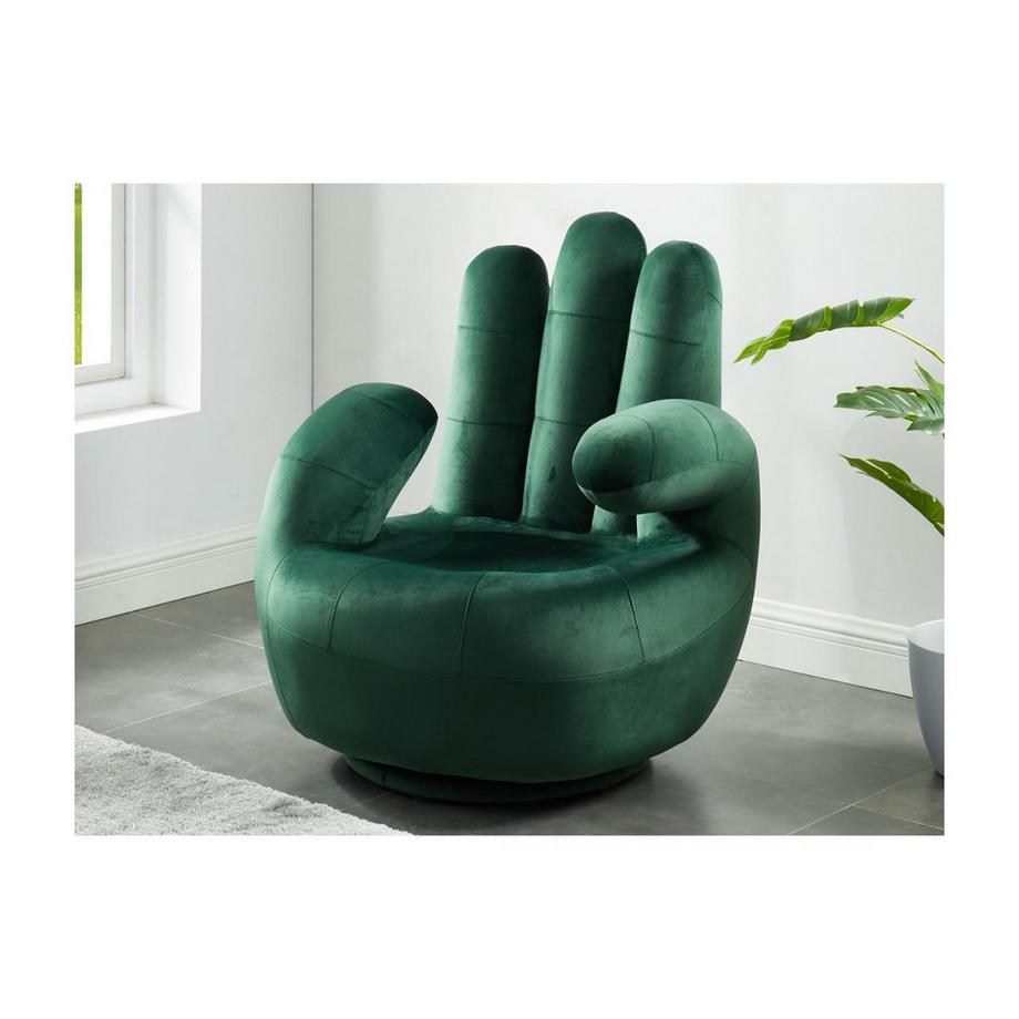Vente-unique Fauteuil main pivotant CATCHY en velours sapin  