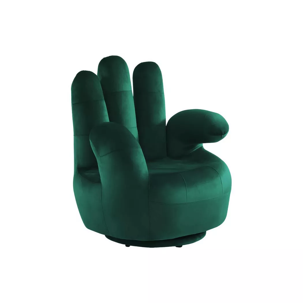 Fauteuil main pivotant CATCHY en velours - Vert sapin