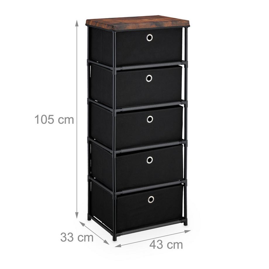 Northix Kommode im Holzdesign mit Stoffschubladen  