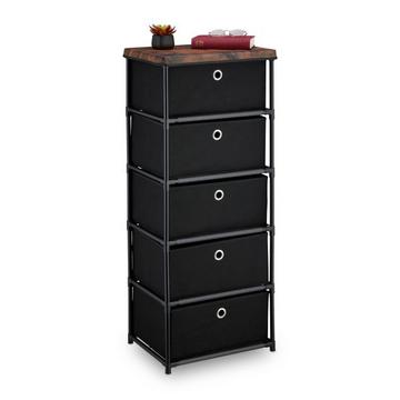 Kommode im Holzdesign mit Stoffschubladen