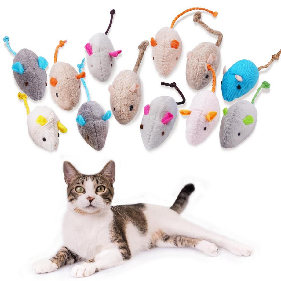 Alopini  Jouet chat souris, 12 pièces souris en peluche avec herbe à chat, jouet interactif pour chats et chatons 