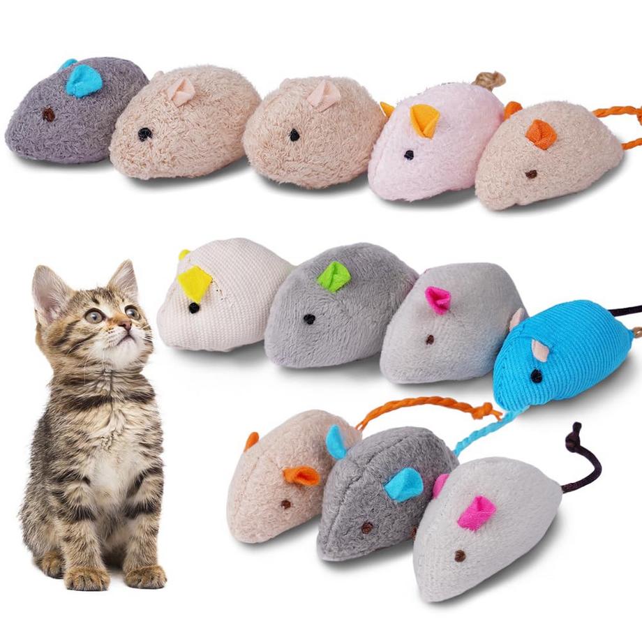 Alopini  Jouet chat souris, 12 pièces souris en peluche avec herbe à chat, jouet interactif pour chats et chatons 
