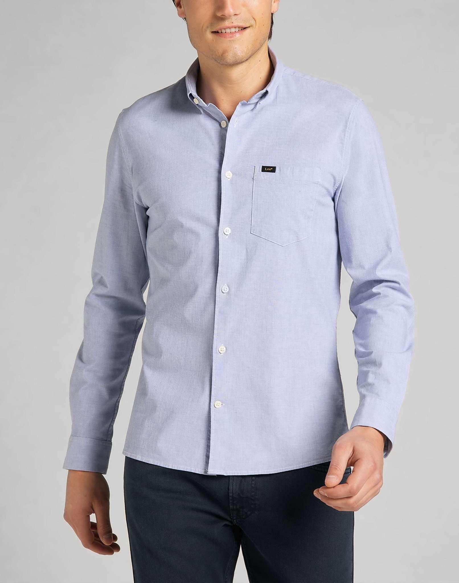 Image of Hemd Slim Button Down Herren Blau XXL