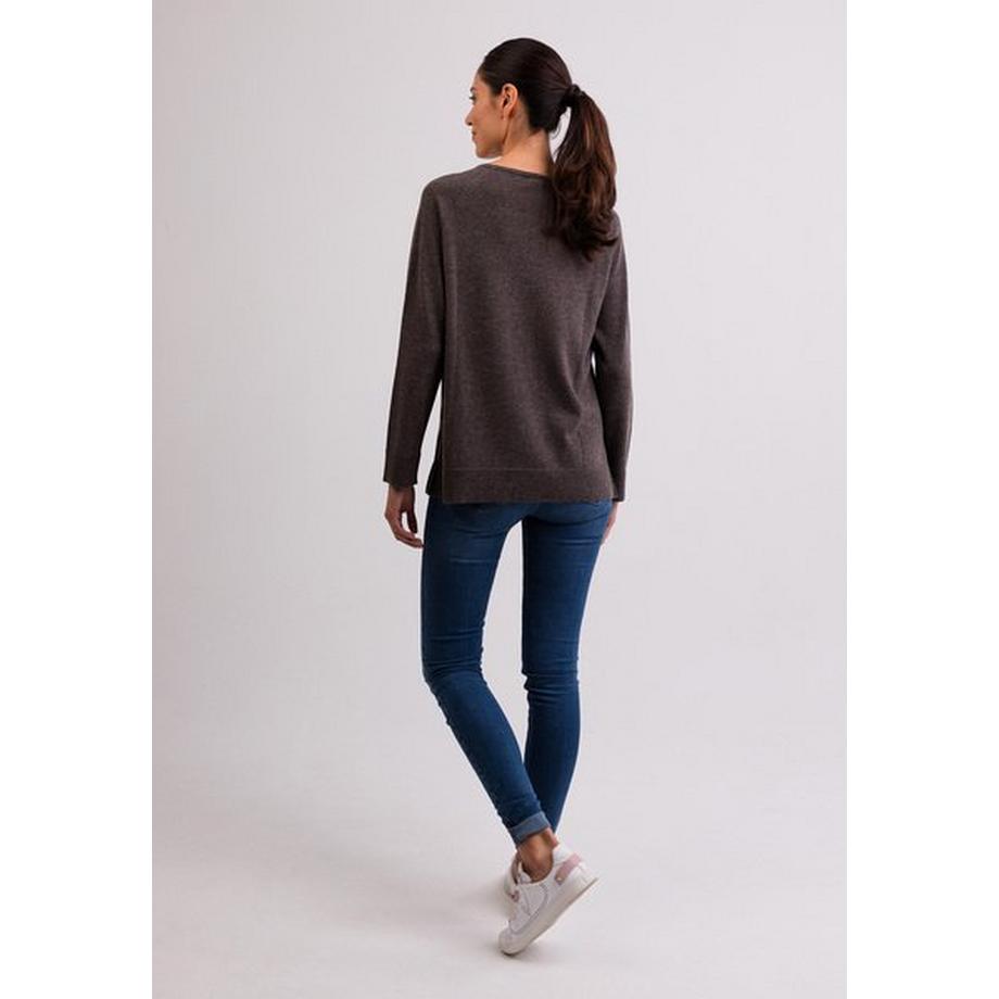 CASH-MERE.CH Maglione Girocollo Cashmere con Spacchi Laterali  