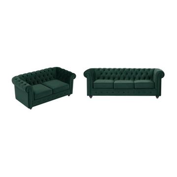 Sofas 3-Sitzer & 2-Sitzer - Samt - Grün - CHESTERFIELD