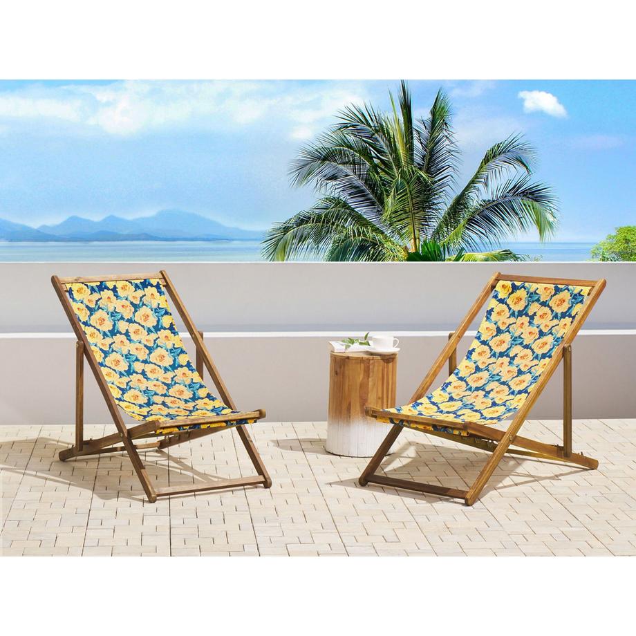 Beliani  Lot de 2 tissus de remplacement pour chaises longues en Polyester Rétro ANZIO/AVELLINO 