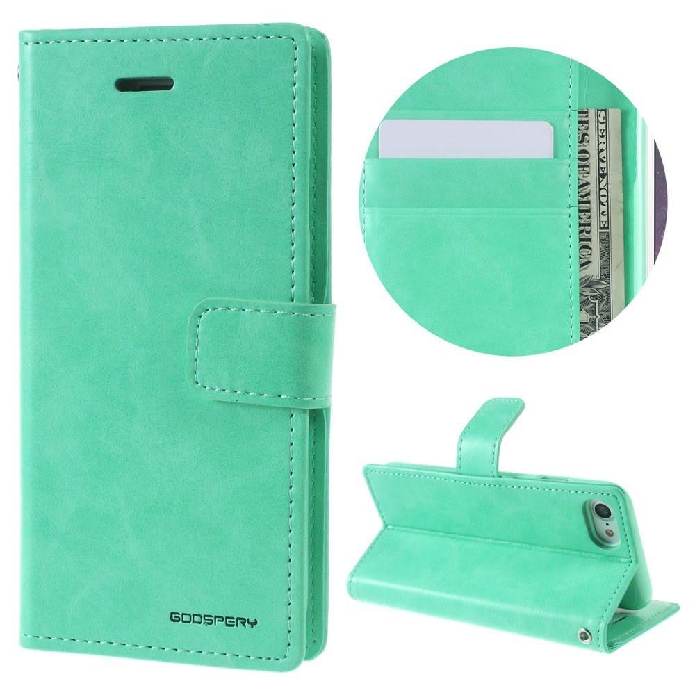 Image of iPhone SE / 8 / 7 - Blue Moon Leder Flip Etui Hülle Karten