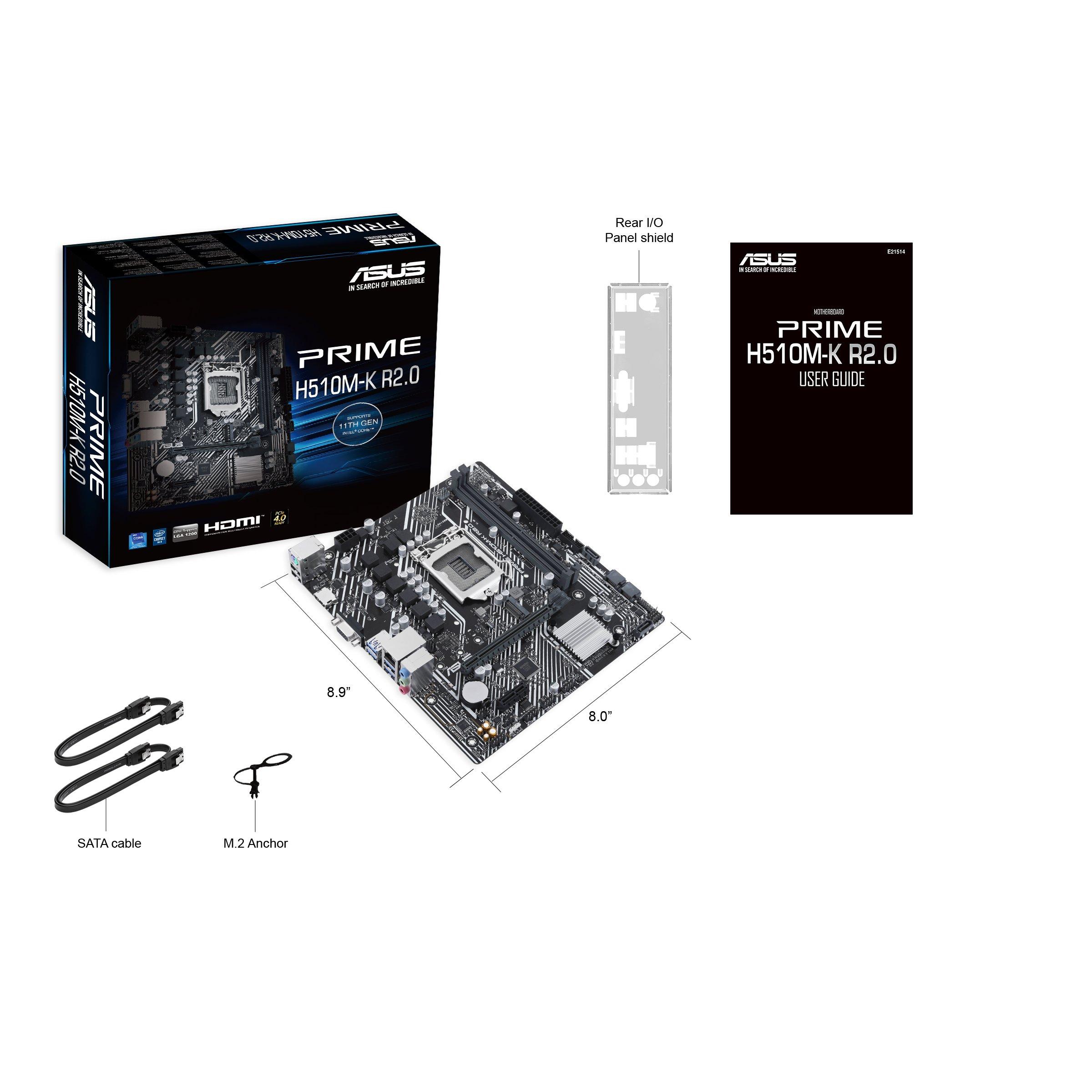 ASUS  PRIME H510M-K R2.0 Intel H510 LGA 1200 (Socket H5) micro ATX 