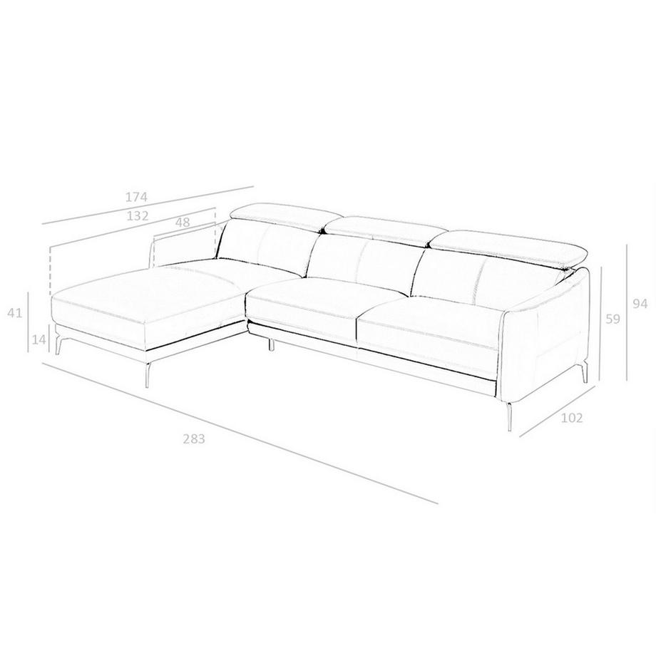 ANGEL CERDA Linkes Chaiselongue-Sofa ausem Leder  
