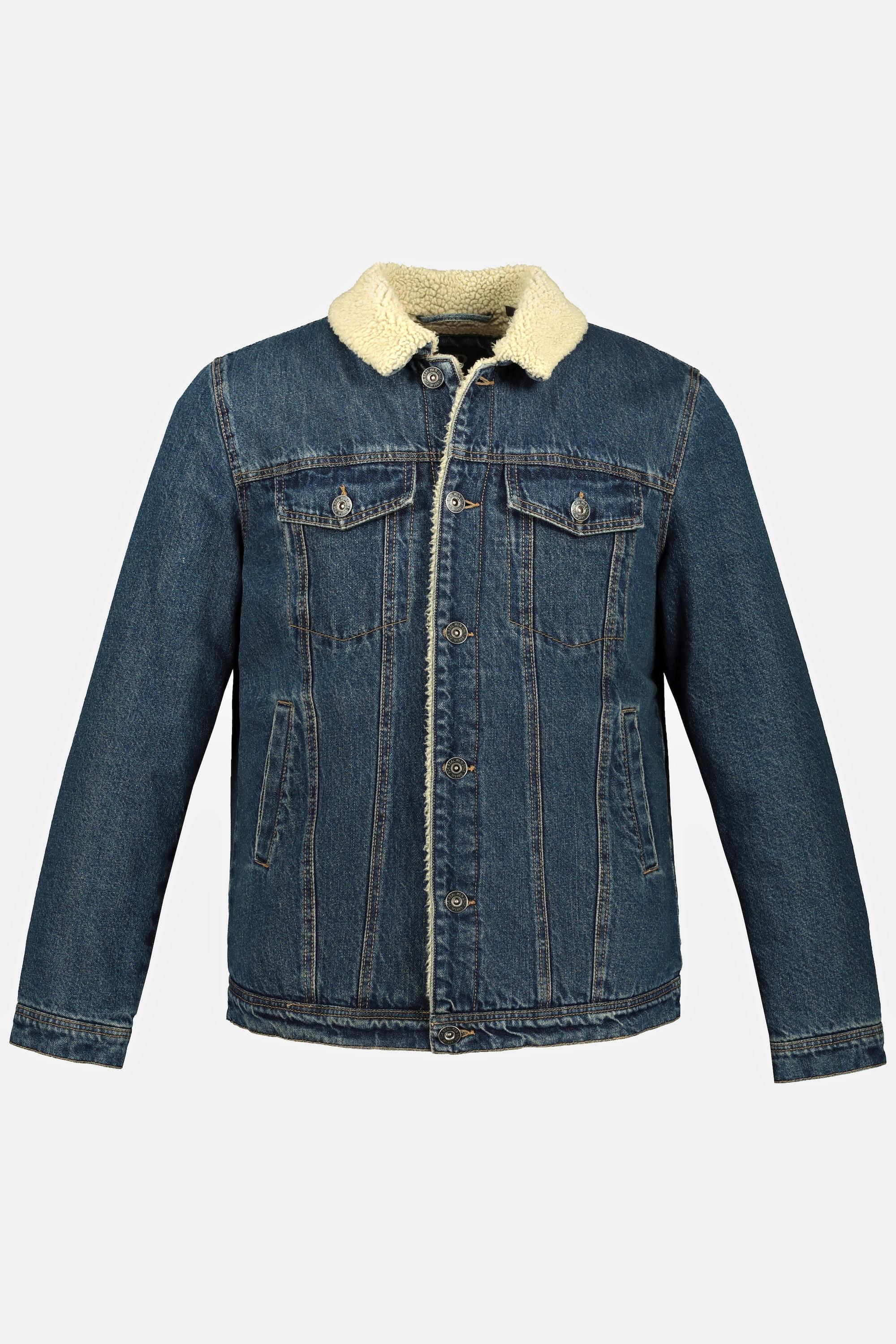 JP1880  Veste en jean, denim, doublure en polaire Teddy, col chemise, jusqu'au 8&nbsp;XL 