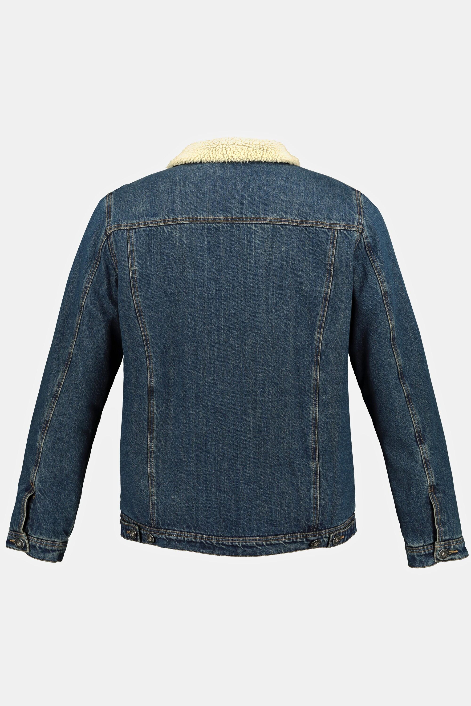 JP1880  Veste en jean, denim, doublure en polaire Teddy, col chemise, jusqu'au 8&nbsp;XL 