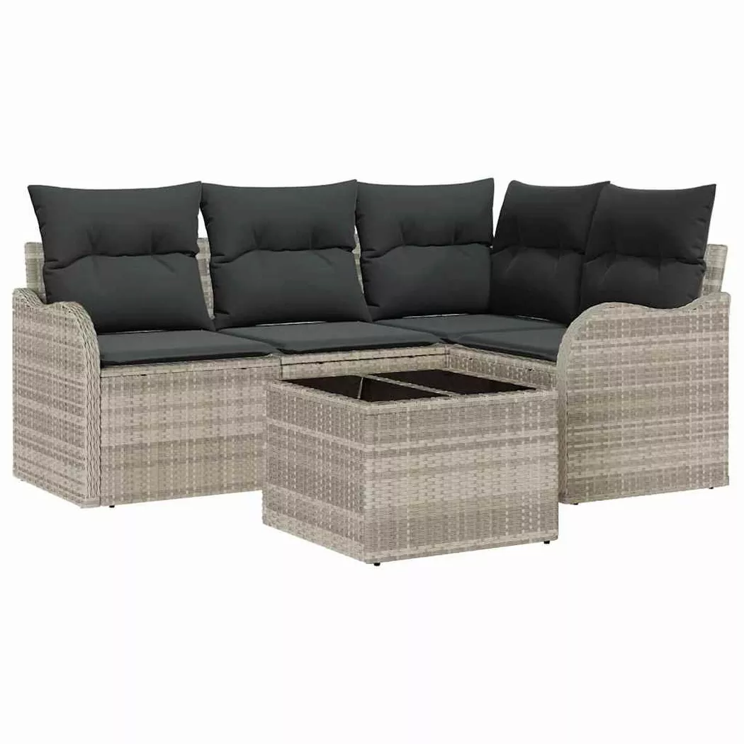 VidaXL - Set Divano da Giardino Polyrattan, One Size, Argento