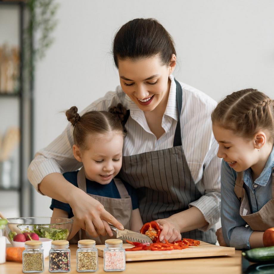 B2X ensemble de 12 pots à épices avec couvercles en bambou  