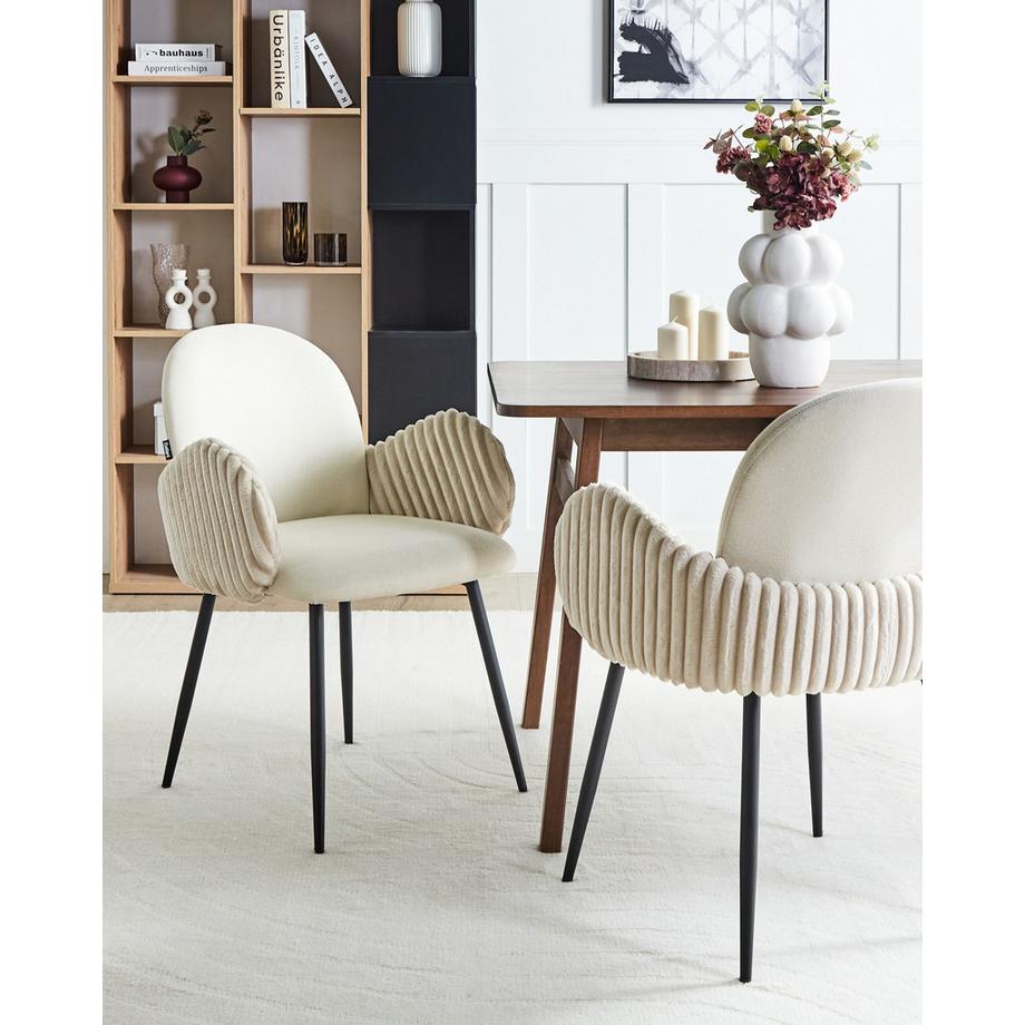 Beliani Lot de 2 chaises de salle à manger en Tissu Rétro AMITY  