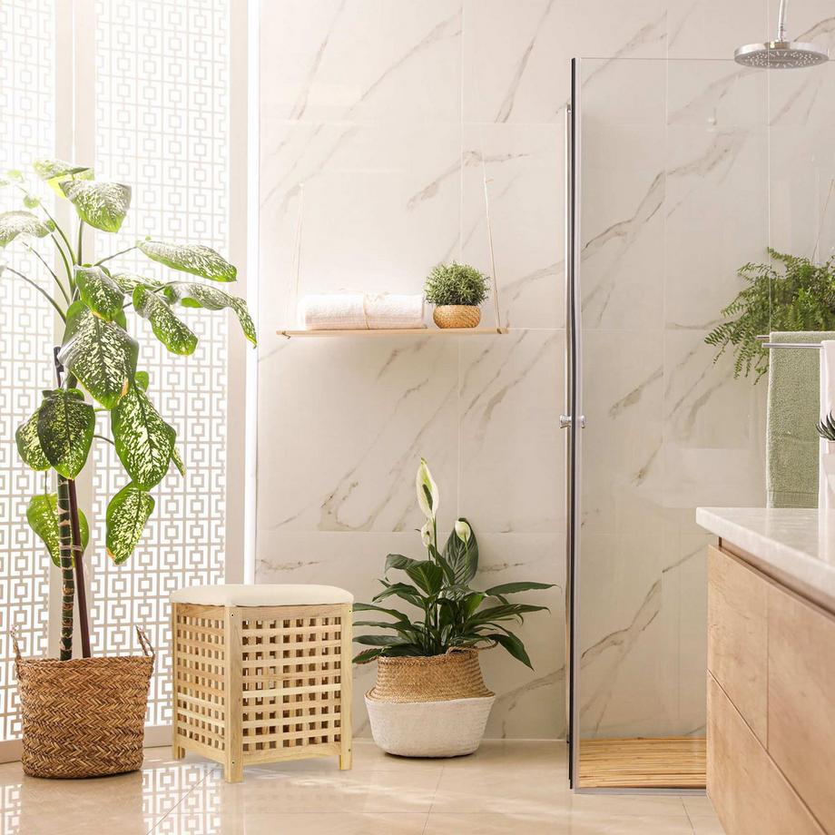 Northix Wäschekorb mit Sitz Walnuss  