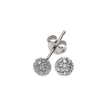 Clous d'oreilles en diamants or blanc 750 boules diamants 0,48ct. 5mm