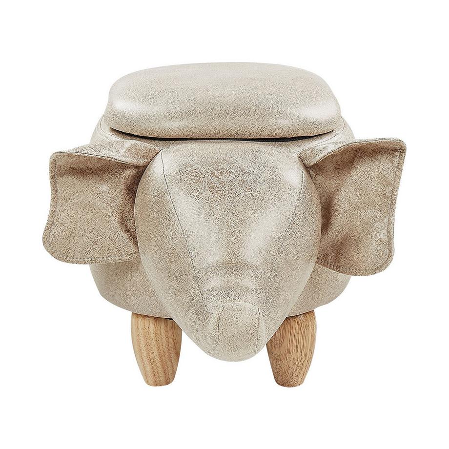 Beliani Tierhocker mit Stauraum aus Kunstleder Modern ELEPHANT  