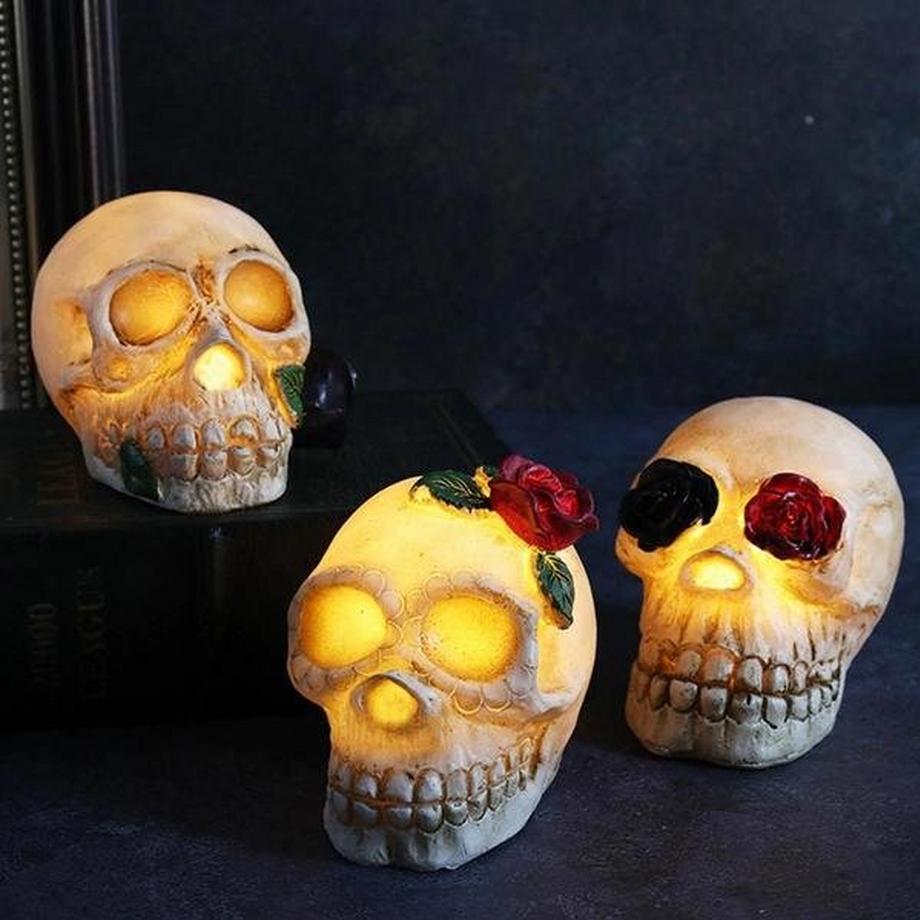 eStore 3x Lanternes de Crâne, Décoration - Halloween  