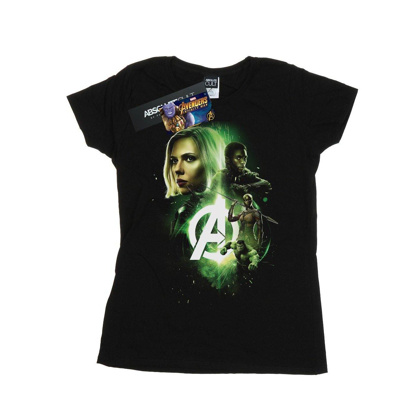 Image of Avengers Infinity War Widow Panther Team Up Tshirt Damen Schwarz XXL