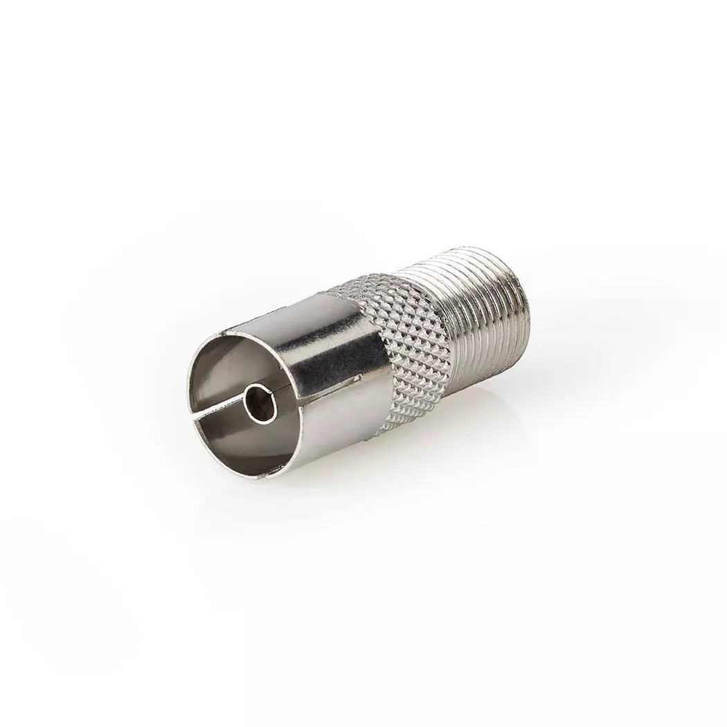Nedis - Satelliten- & Antennenadapter | F Buchse | IEC (Koax) Buchse | Vernickelt | 75 Ohm | Gerade | Metall | Silber | 1 St. | Box, One Size