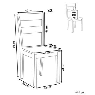 Beliani Lot de 2 chaises en Bois d'hévéa Traditionnel GEORGIA  