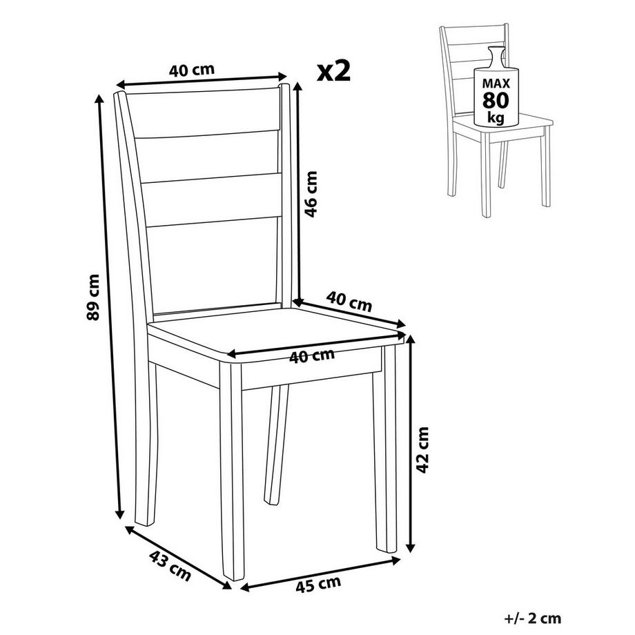 Beliani Set di 2 sedie da pranzo en Legno di caucciù Classico GEORGIA  