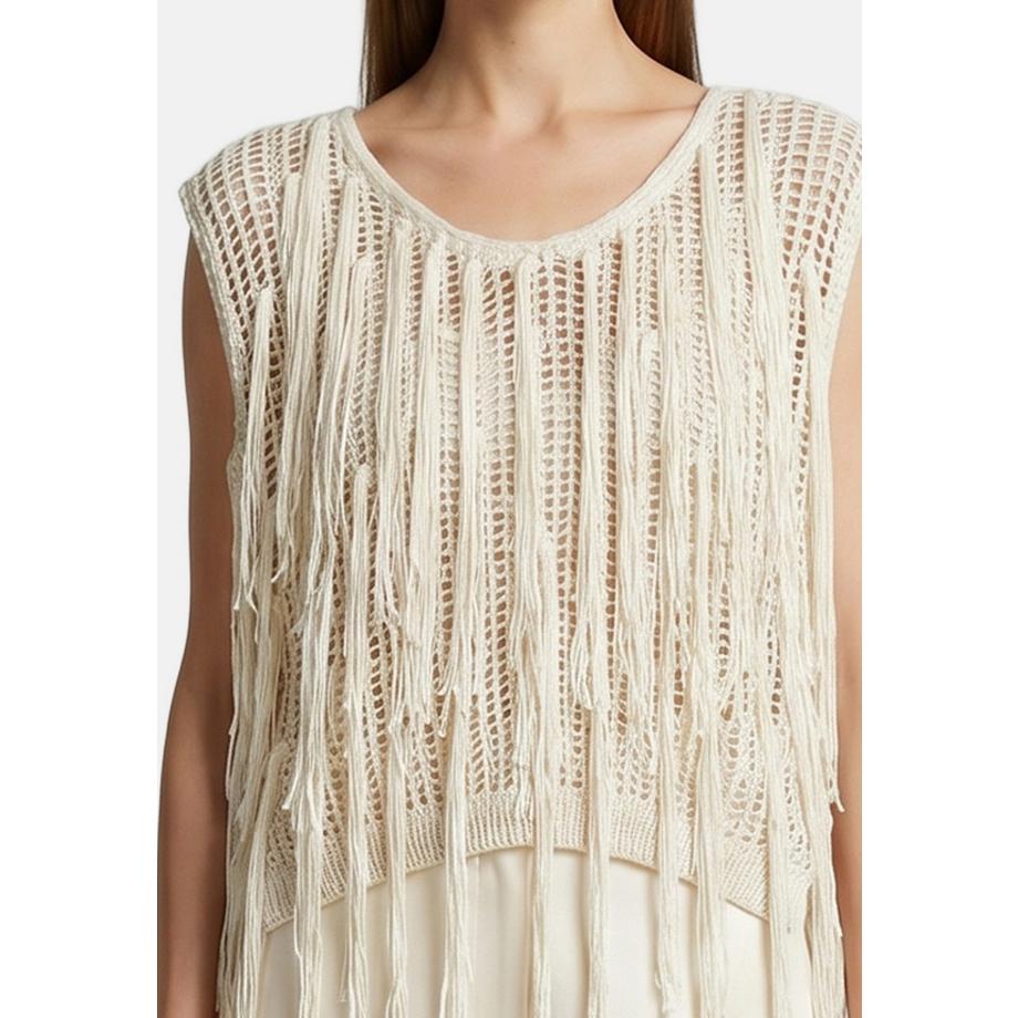 Roberta Rossi Top a maglia con frange  