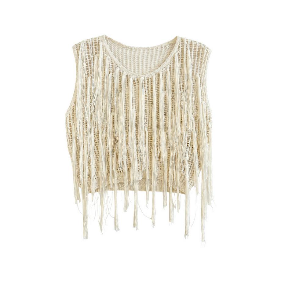 Roberta Rossi Top a maglia con frange  