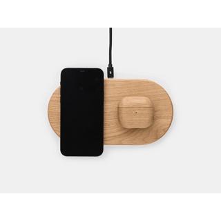 Oakywood  Oakywood Dual Slim Charging Pad Duales kabelloses Handy-Ladegerät - Eiche / UK (Adapter type G) 