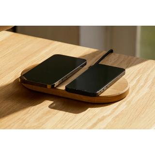 Oakywood  Oakywood Dual Slim Charging Pad Duales kabelloses Handy-Ladegerät - Eiche / UK (Adapter type G) 