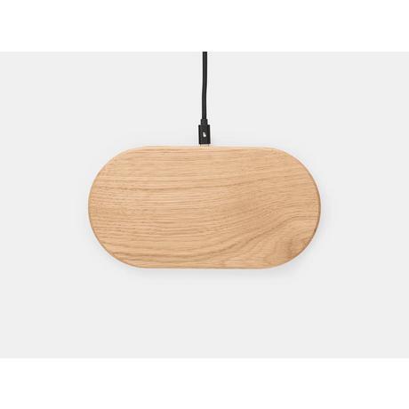 Oakywood  Oakywood Dual Slim Charging Pad Duales kabelloses Handy-Ladegerät - Eiche / UK (Adapter type G) 