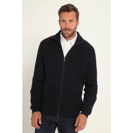 JP1880  Strickjacke, Wollmix, Patentstrick, Stehkragen, Zipper 