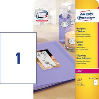 Avery-Zweckform AVERY ZWECKFORM Etiketten A4, glossy 40 Stück  