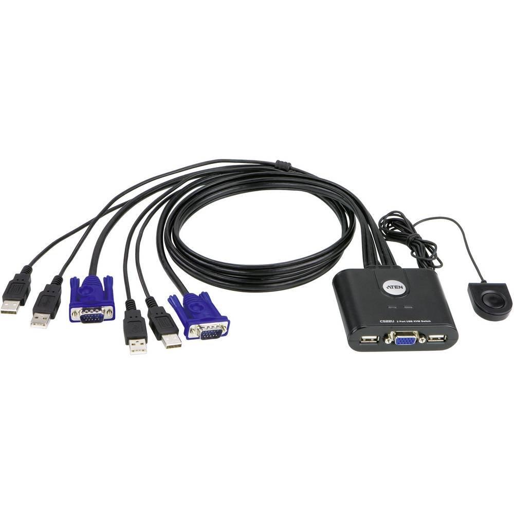 ATEN  ATEN 2 Port KVM-Switch für USB-Eingabegeräte und VGA-Grafik 