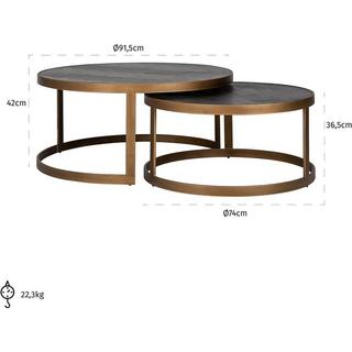 mutoni Table basse Blackbone laiton (lot de 2)  