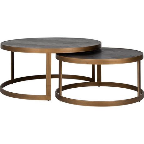 mutoni Table basse Blackbone laiton (lot de 2)  