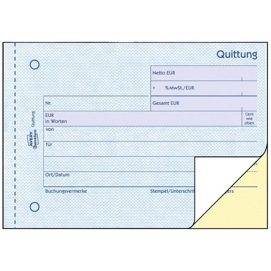 Avery-Zweckform  Avery Zweckform Quittung MwSt. separat ausgewiesen, A6 quer 