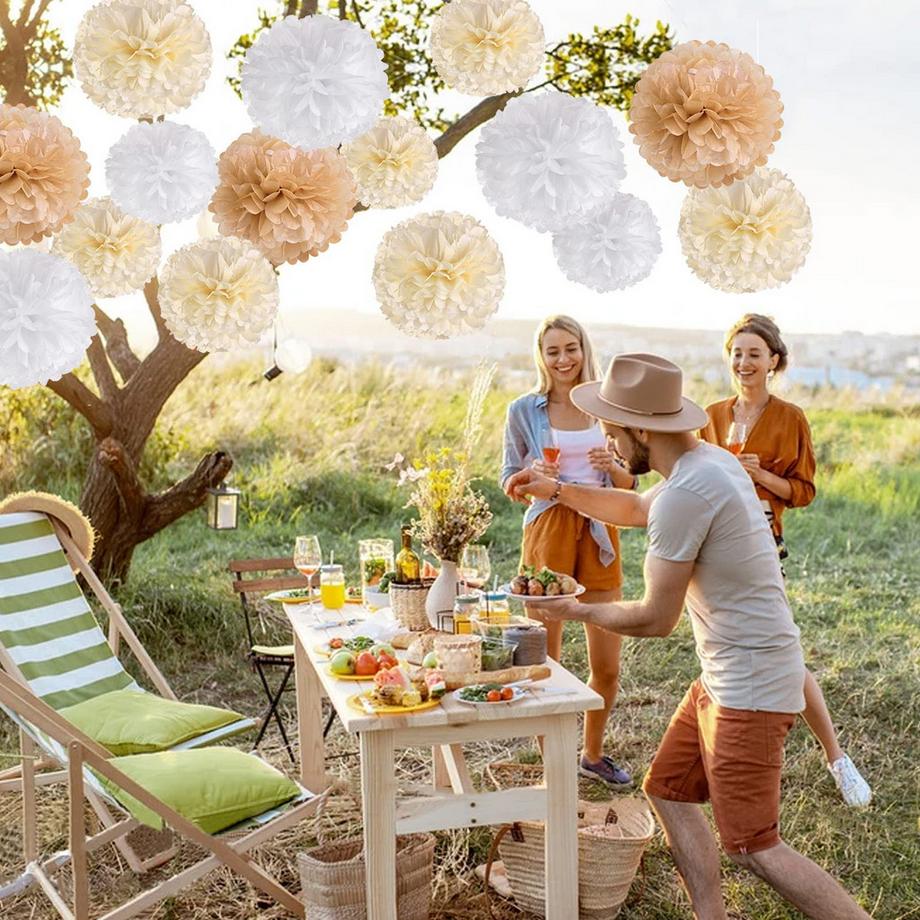 Alopini  Partydekoration Pompons -15 Stück Seidenpapier Pompons für Hochzeit, Tischdekoration Geburtstag, Baby Shower Dekoration, Abschlussball, Festival Weihnachten Karneval 