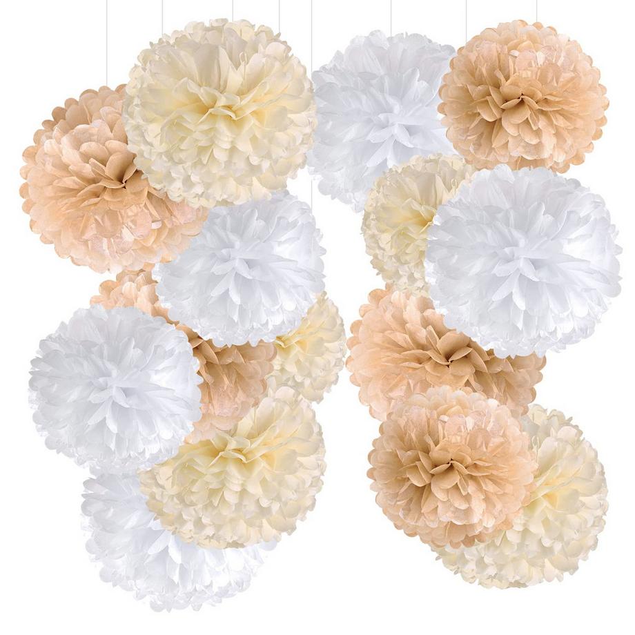 Alopini  Partydekoration Pompons -15 Stück Seidenpapier Pompons für Hochzeit, Tischdekoration Geburtstag, Baby Shower Dekoration, Abschlussball, Festival Weihnachten Karneval 