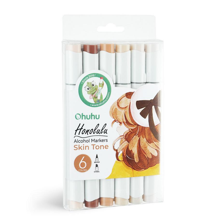 Ohuhu  Honolulu Kunstmarker (alkoholbasis, doppelseitig) - 6 Hautfarben 