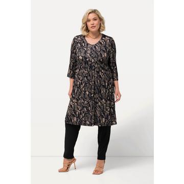 Longshirt, A-Linie, Tunika-Ausschnitt, 3/4-Arm